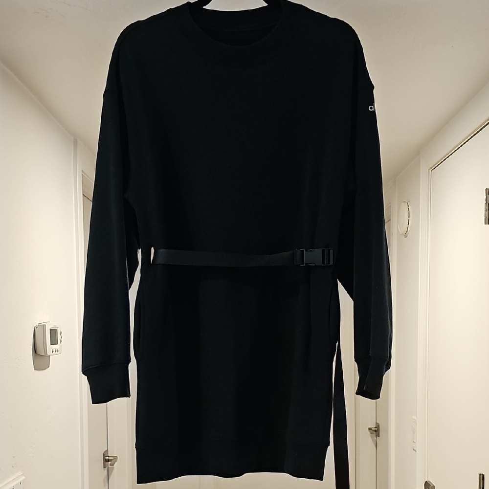 Alo Yoga Black Crewneck Dress With Belt Size XS